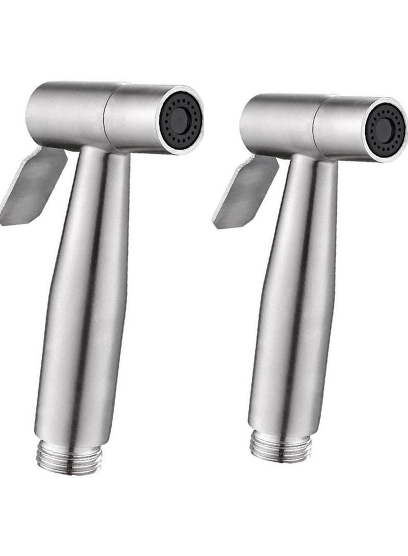 kunshao 2 Pack Stainless Steel Handheld Bidet Sprayer Head High Pressure Toilet Spray Nozzle for Bathroom Kitchen Hygienic Cloth Diaper Cleaning - Image 1